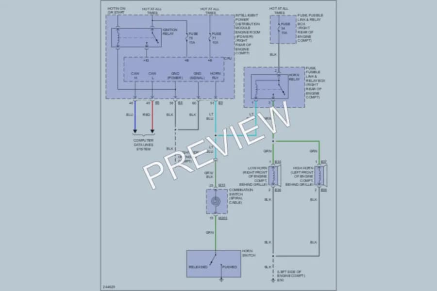 2008 Infiniti FX45 Horn wiring diagram preview