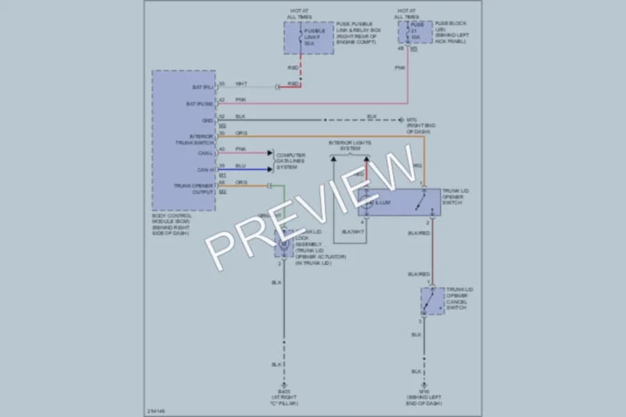 2008 Infiniti M45 Trunk Tailgate Fuel Door wiring diagram preview