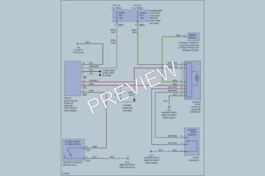 2008 Jaguar XJ8 Power Top Sunroof wiring diagram preview