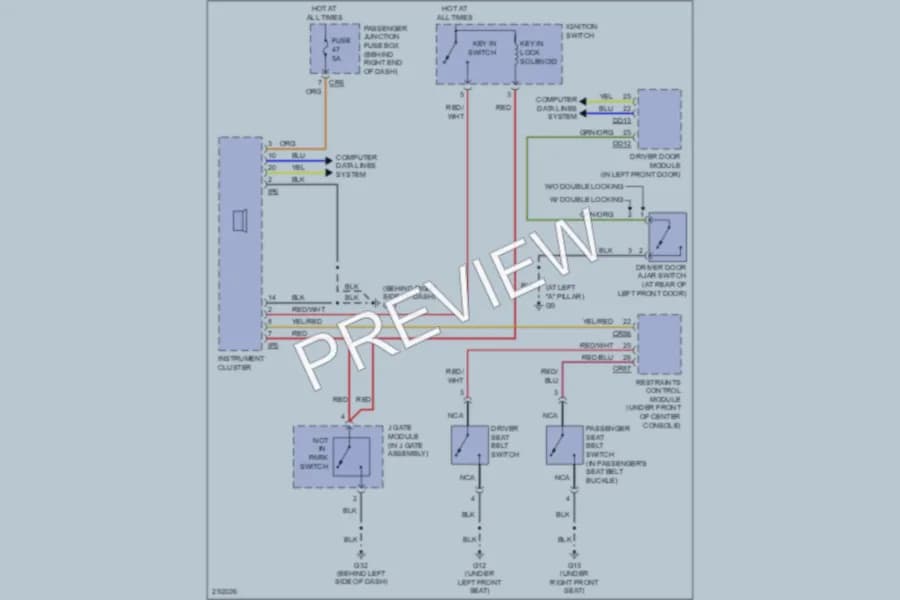 2008 Jaguar XJ8 Warning Systems wiring diagram preview
