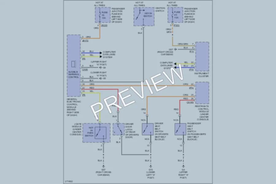 2008 Jaguar XType Warning Systems wiring diagram preview