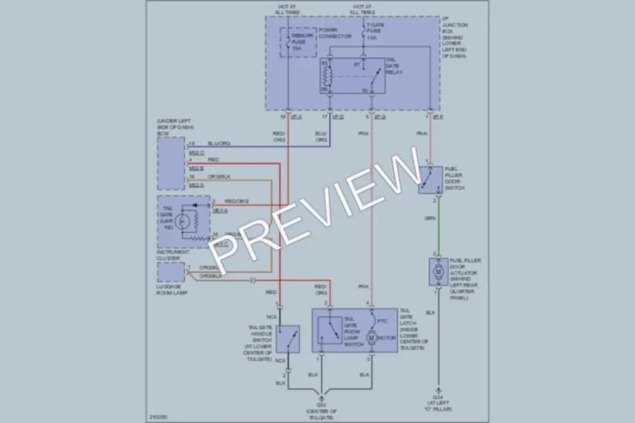 2008 Kia Rondo Trunk Tailgate Fuel Door wiring diagram preview