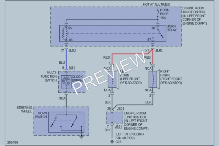 2008 Kia Sportage Horn wiring diagram preview