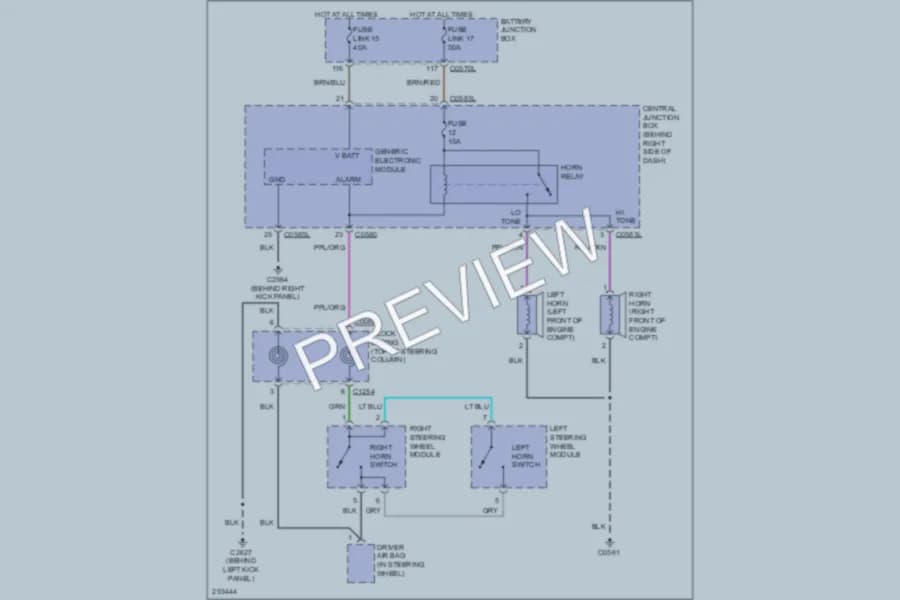 2008 LandRover RangeRoverSport Horn wiring diagram preview