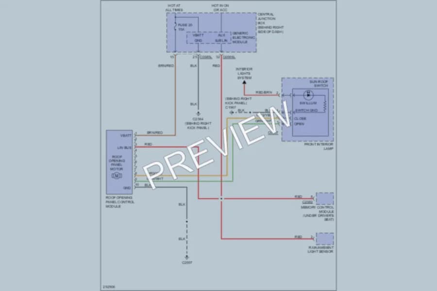 2008 LandRover RangeRoverSport Power Top Sunroof wiring diagram preview