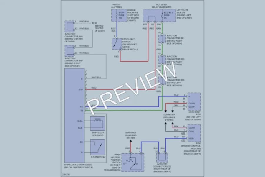 2008 Lexus LX570 Shift Interlock wiring diagram preview