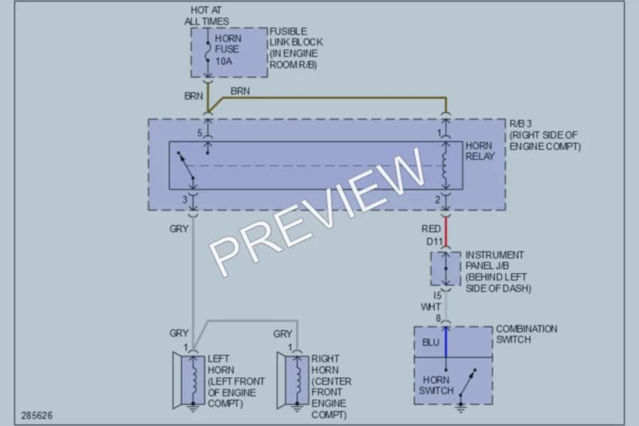 2008 Lexus RX350 Horn wiring diagram preview