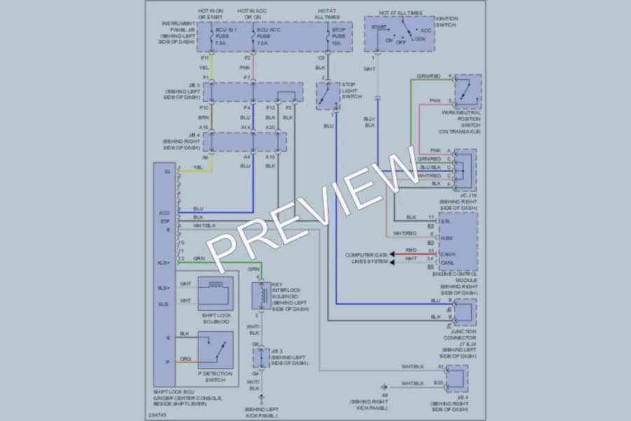 2008 Lexus RX350 Shift Interlock wiring diagram preview