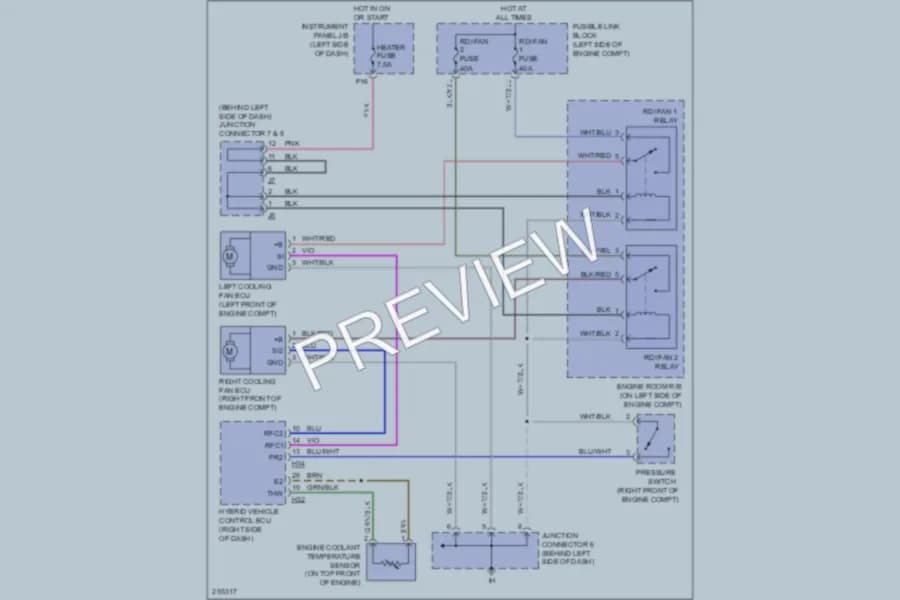 2008 Lexus RX400h Cooling Fan wiring diagram preview