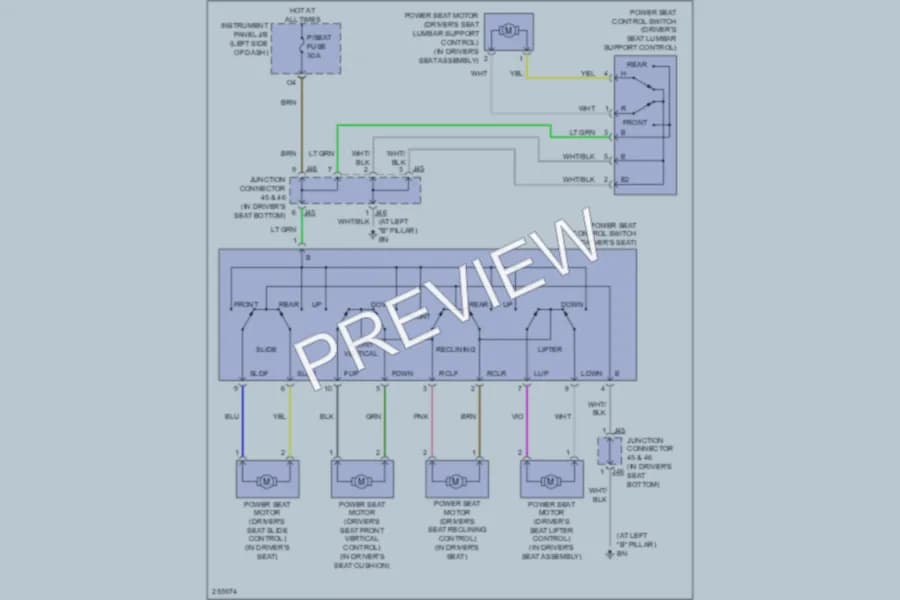 2008 Lexus RX400h Power Seats wiring diagram preview