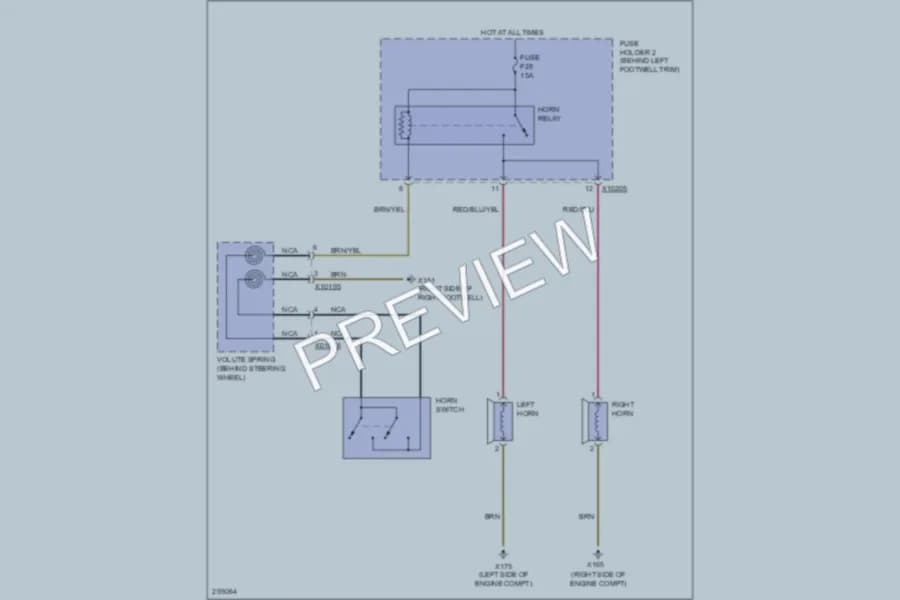 2008 MINI CooperClubman Horn wiring diagram preview