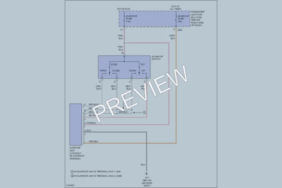 2008 Mazda 3 Power Top Sunroof wiring diagram preview