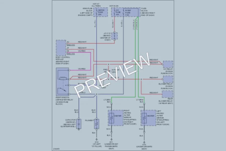 2008 Mazda 5 Defoggers wiring diagram preview