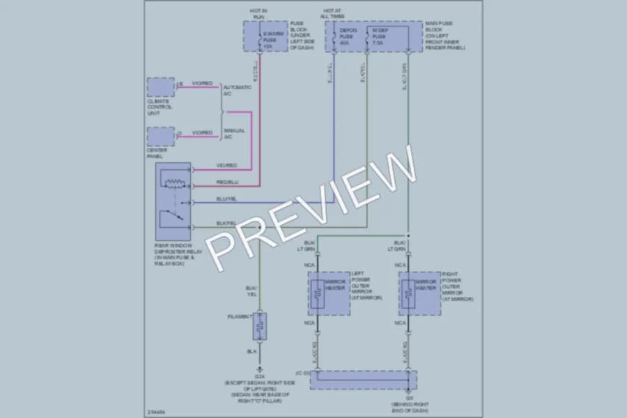 2008 Mazda 6 Defoggers wiring diagram preview