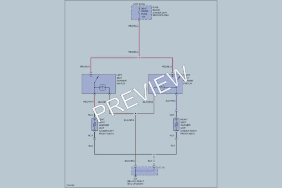 2008 Mazda 6 Power Seats wiring diagram preview