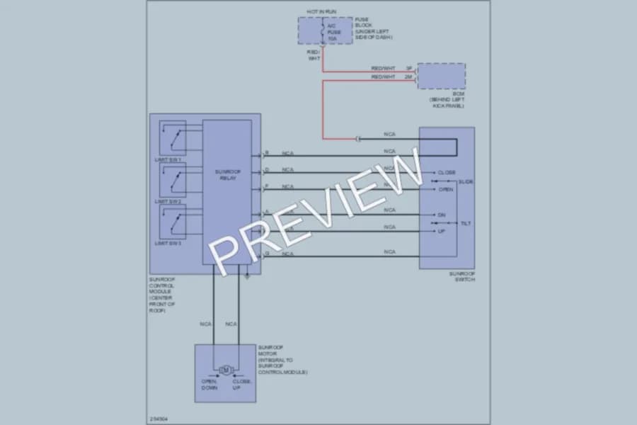 2008 Mazda 6 Power Top Sunroof wiring diagram preview