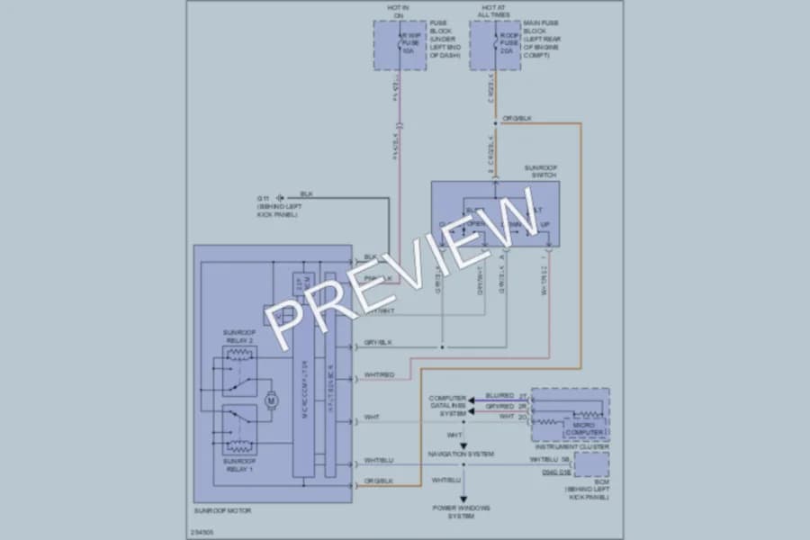2008 Mazda CX7 Power Top Sunroof wiring diagram preview