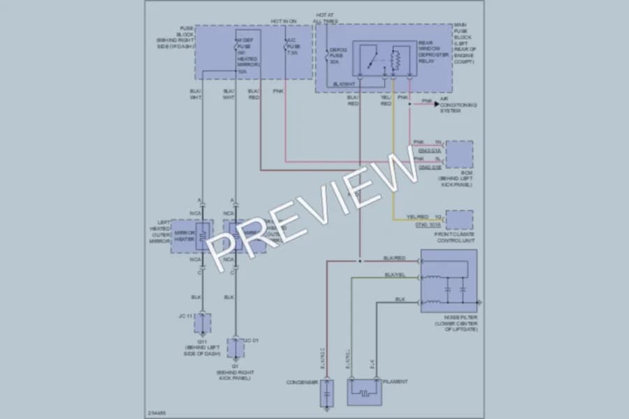 2008 Mazda CX9 Defoggers wiring diagram preview