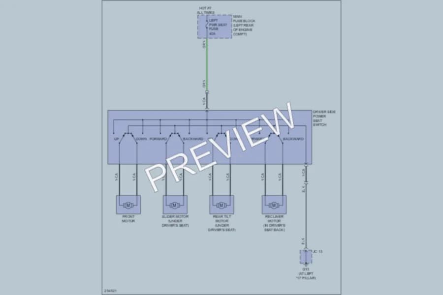 2008 Mazda CX9 Power Seats wiring diagram preview