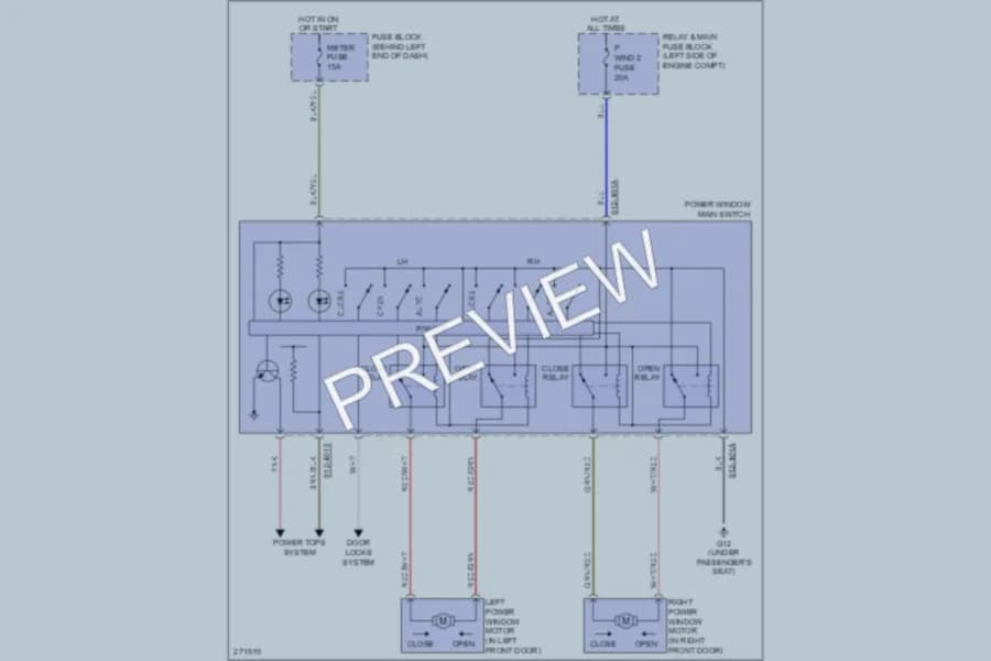 2008 Mazda MX5Miata Power Windows wiring diagram preview
