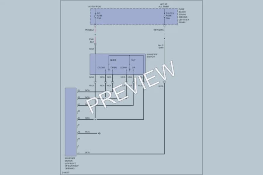 2008 Mazda RX8 Power Top Sunroof wiring diagram preview