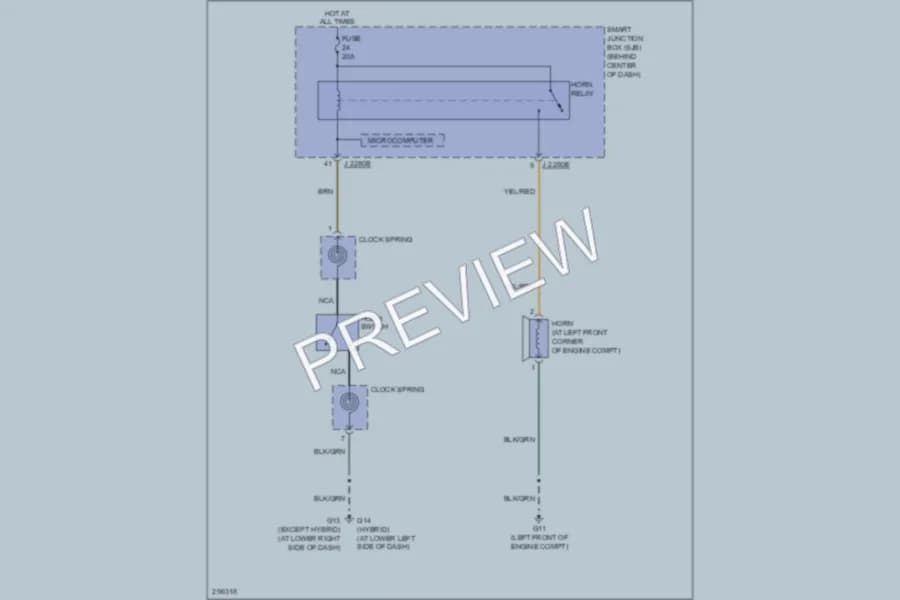 2008 Mazda Tribute Horn wiring diagram preview