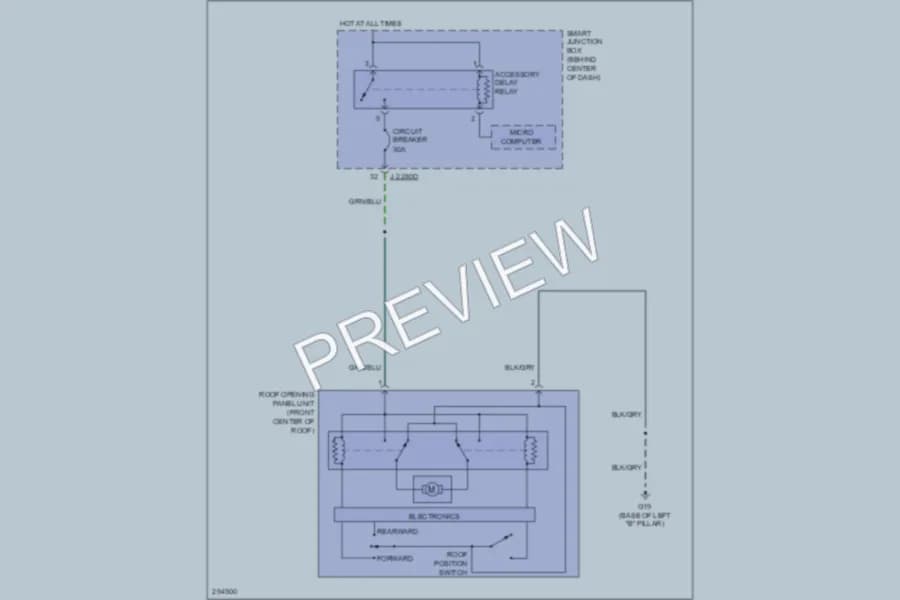 2008 Mazda TributeHybrid Power Top Sunroof wiring diagram preview