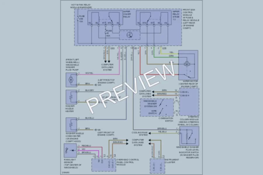 2008 MercedesBenz CLK350 Wiper Washer wiring diagram preview