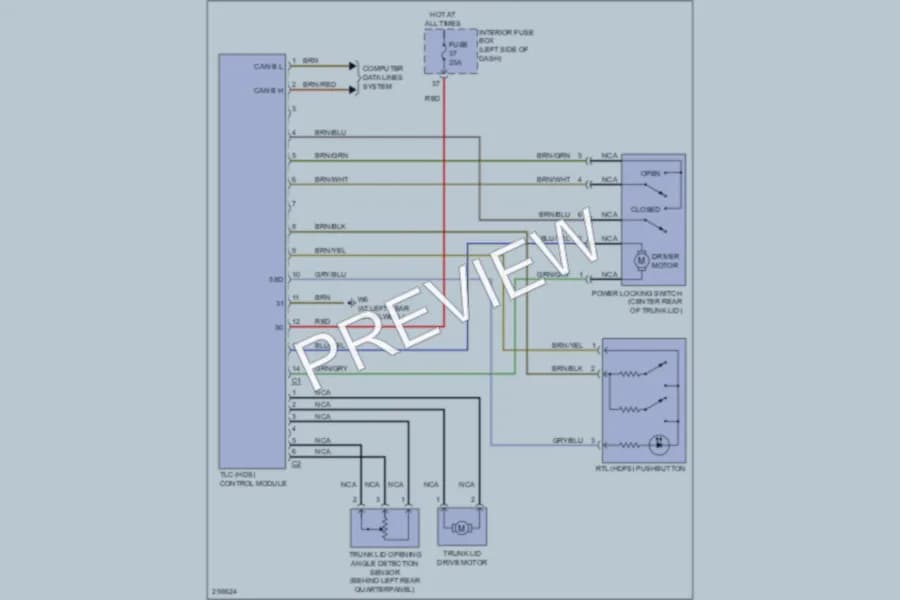 2008 MercedesBenz CLK550 Trunk Tailgate Fuel Door wiring diagram preview