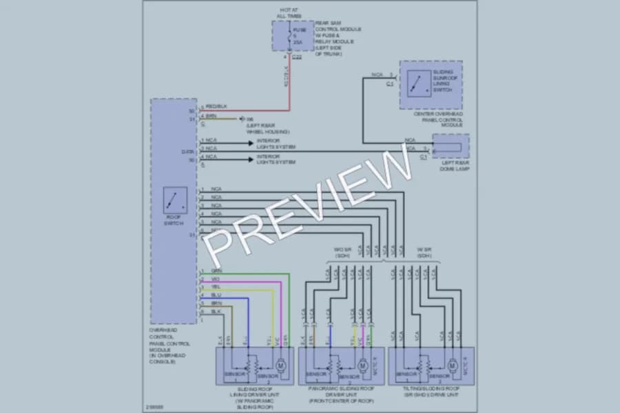 2008 MercedesBenz E350 Power Top Sunroof wiring diagram preview