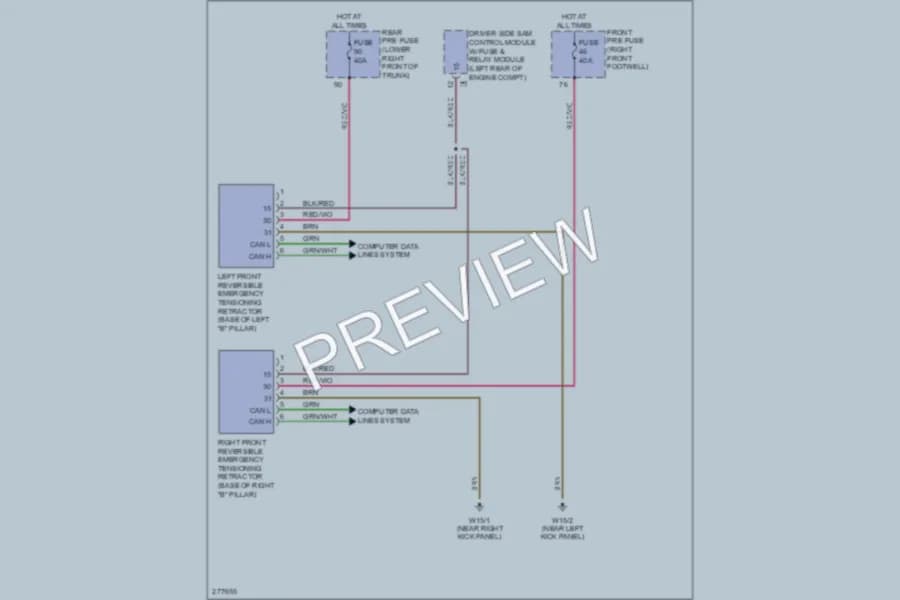 2008 MercedesBenz E350 Supplemental Restraints wiring diagram preview