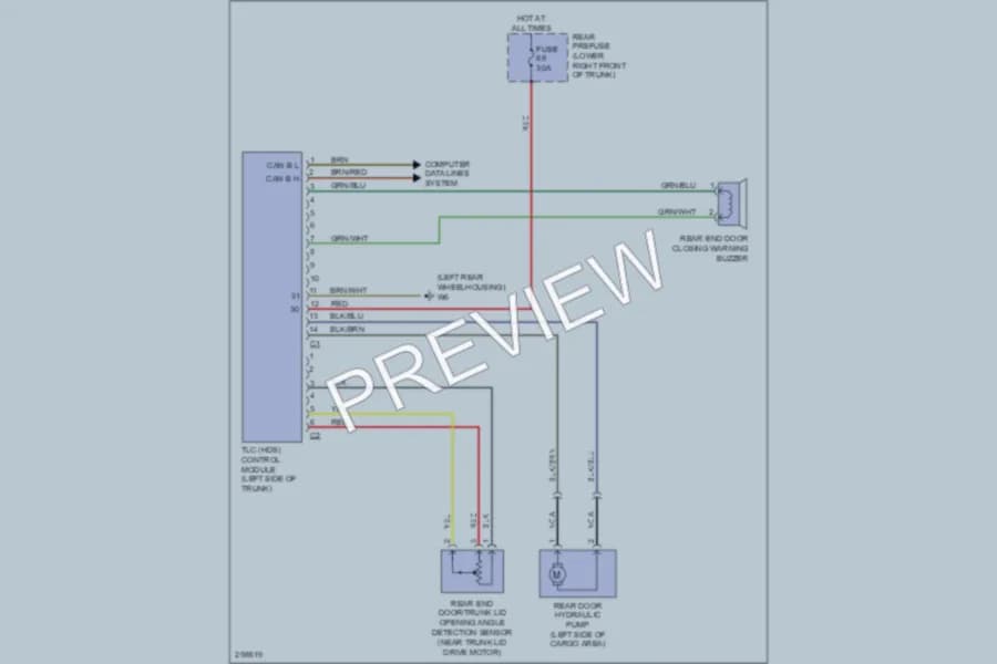 2008 MercedesBenz E350 Trunk Tailgate Fuel Door wiring diagram preview