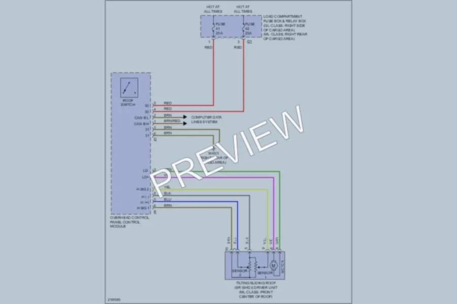 2008 MercedesBenz ML550 Power Top Sunroof wiring diagram preview