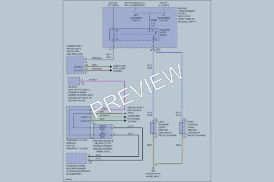 2008 MercedesBenz R320CDI Horn wiring diagram preview