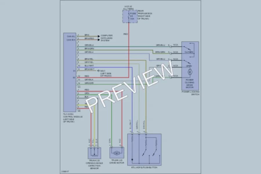 2008 MercedesBenz S550 Trunk Tailgate Fuel Door wiring diagram preview