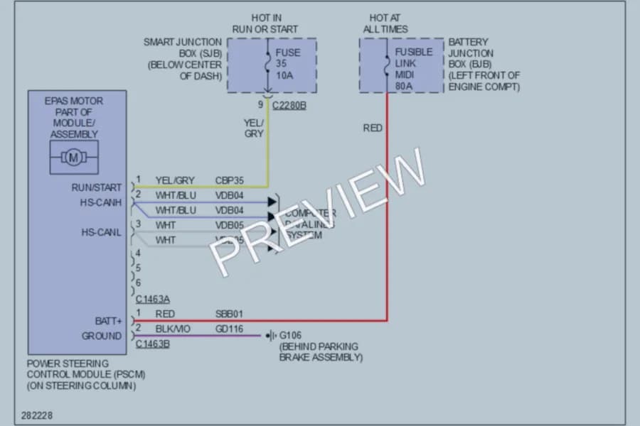 2008 Mercury MarinerHybrid Electronic Power Steering wiring diagram preview