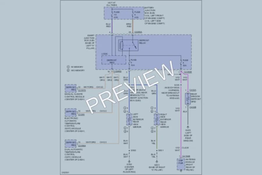 2008 Mercury Milan Defoggers wiring diagram preview