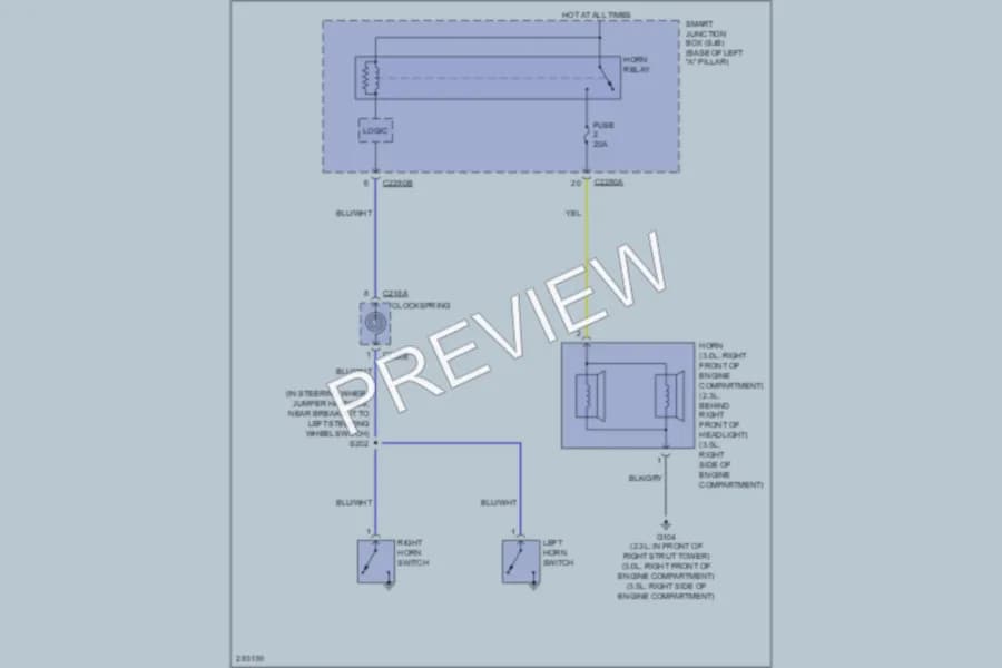 2008 Mercury Milan Horn wiring diagram preview