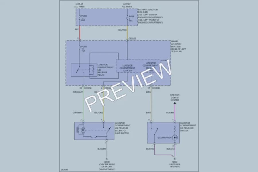 2008 Mercury Milan Trunk Tailgate Fuel Door wiring diagram preview