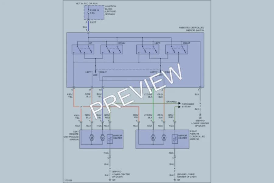 2008 Mitsubishi Endeavor Power Mirrors wiring diagram preview