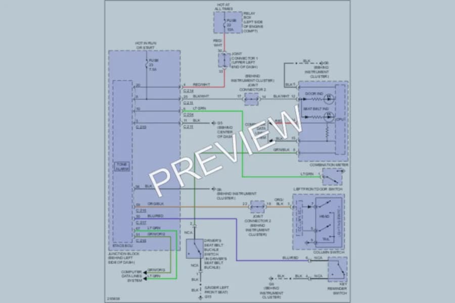 2008 Mitsubishi Galant Warning Systems wiring diagram preview