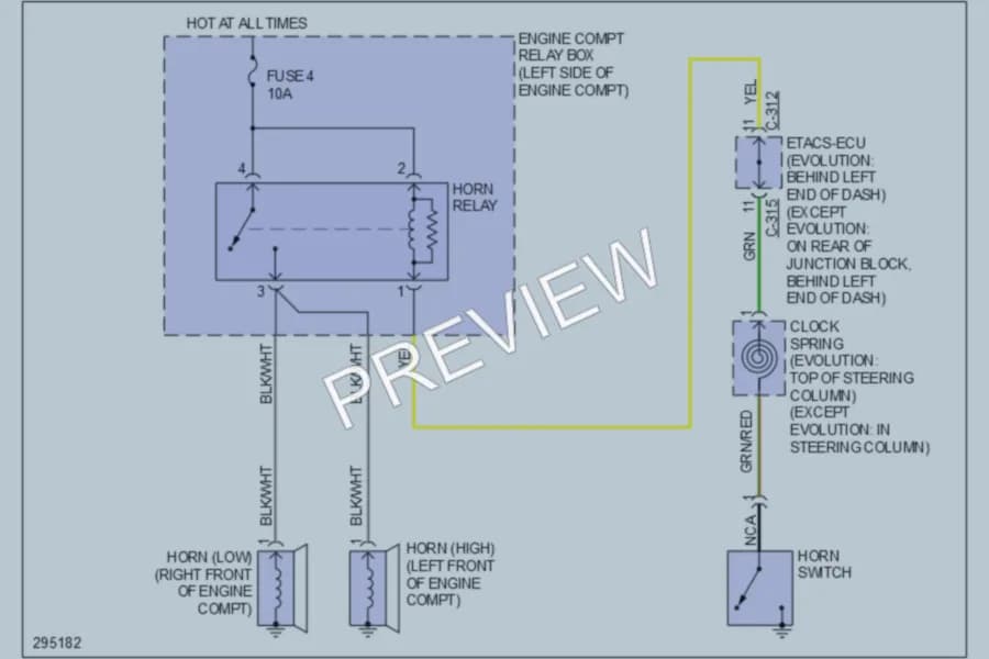 2008 Mitsubishi Lancer Horn wiring diagram preview