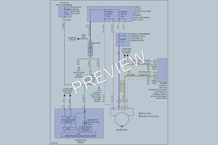 2008 Mitsubishi Lancer Starting Charging wiring diagram preview
