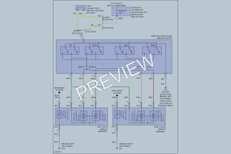 2008 Mitsubishi LancerEvolution Power Mirrors wiring diagram preview