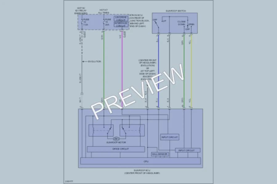 2008 Mitsubishi LancerEvolution Power Top Sunroof wiring diagram preview