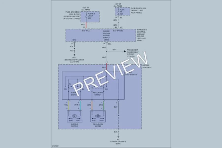 2008 Nissan 350Z Power Seats wiring diagram preview