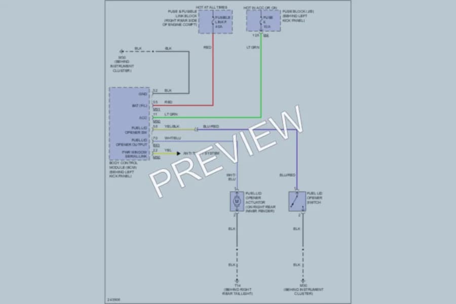 2008 Nissan 350Z Trunk Tailgate Fuel Door wiring diagram preview