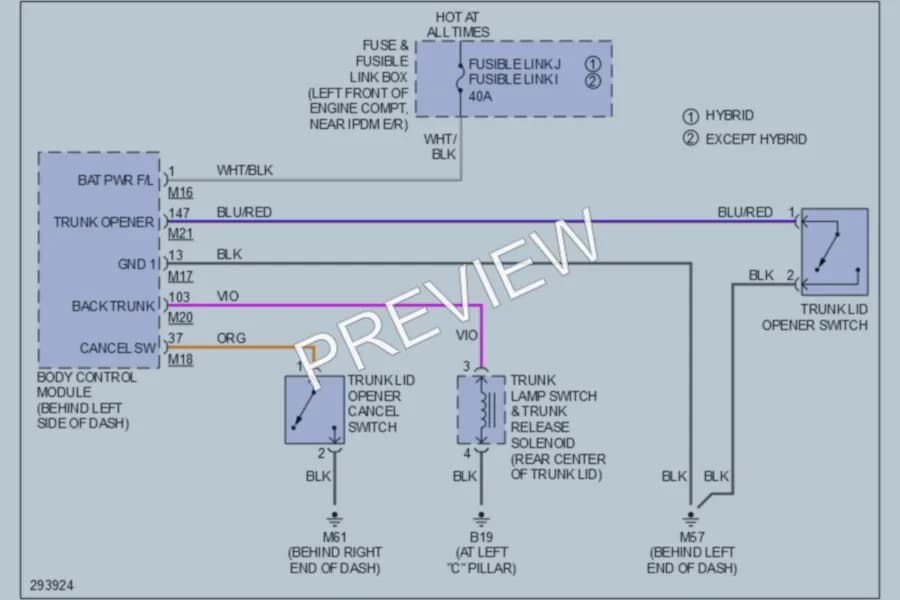 2008 Nissan Altima Trunk Tailgate Fuel Door wiring diagram preview
