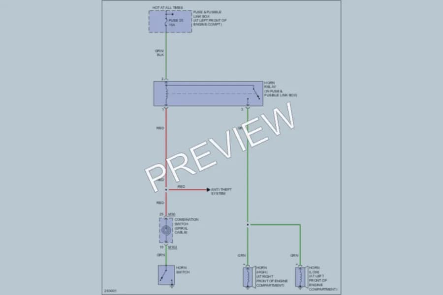 2008 Nissan Maxima Horn wiring diagram preview