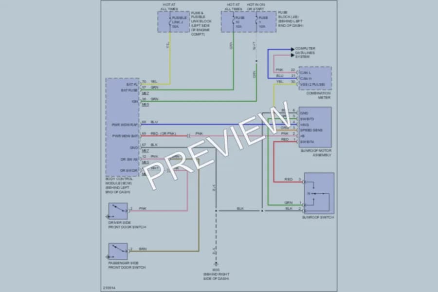 2008 Nissan Rogue Power Top Sunroof wiring diagram preview